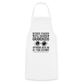 Retired Grandma Pensioner Pension Teacher Teach Re - Cooking Apron - white - Front - AI Model Male 185 dark (185cm)