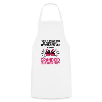Retired Grandma Pensioner Pension Teacher Teach Re - Cooking Apron - white - Front - AI Model Male 185 dark (185cm)