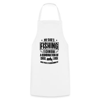 Pêche Papa Papa Pêcheur Childern Drôle Poisson Alors - Tablier de cuisine - blanc - Devant - AI Model Male 185 dark (185cm)