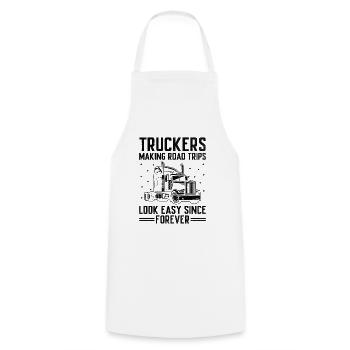 Trucker Driving Dad Trucker Father Truck Driver - Cooking Apron - white - Front - AI Model Male 185 dark (185cm)