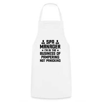 SPA Manager Job Wellness Funny SPA Management Sayi - Cooking Apron - white - Front - AI Model Male 185 dark (185cm)
