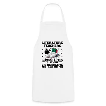 Literature Teacher School Teacher Funny Teachers S - Cooking Apron - white - Front - AI Model Male 185 dark (185cm)