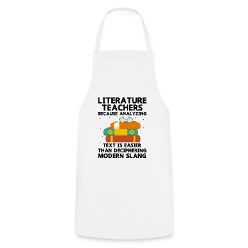 Literature Teacher School Teacher Funny Teachers S - Cooking Apron - white - Front - AI Model Male 185 dark (185cm)