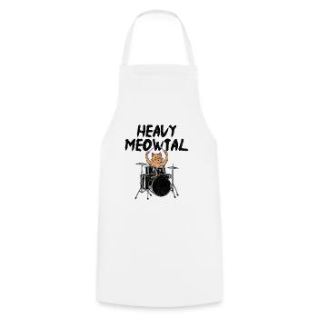Heavy Meowtal tambour tambour batteur amoureux des chats - Tablier de cuisine - blanc - Devant - AI Model Male 185 dark (185cm)