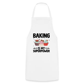 Baking Is My Superpower Pastry Baker Bake Bakers - Cooking Apron - white - Front - AI Model Male 185 dark (185cm)