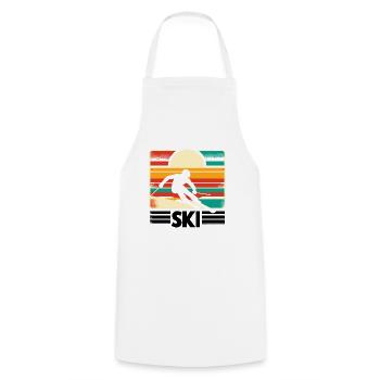 Retro Skiing Skier Ski Winter Sports Skis - Cooking Apron - white - Front - AI Model Male 185 dark (185cm)