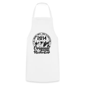2014 novembre Original 10 Ans cadeau Anniversaire - Tablier de cuisine - blanc - Devant - AI Model Male 185 dark (185cm)