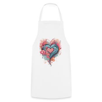 CŒURS DE LA SAINT-VALENTIN, POUR LES AMOUREUX ET LES COUPLES 2024 - Tablier de cuisine - blanc - Devant - AI Model Male 185 dark (185cm)