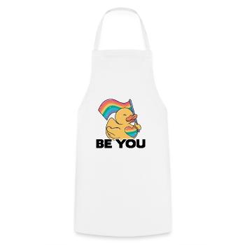 Be You Gay Pride Lgbtq Rainbow Transgender Bisexua - Kochschürze - Weiß - Vorne - AI Model Male 185 dark (185cm)