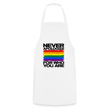 Never Apologize For Who You Are Rainbow Pride Lgbt - Kochschürze - Weiß - Vorne - AI Model Male 185 dark (185cm)