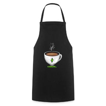 The coffee recharges the batteries - Cooking Apron - black - Front - AI Model Male 185 dark (185cm)