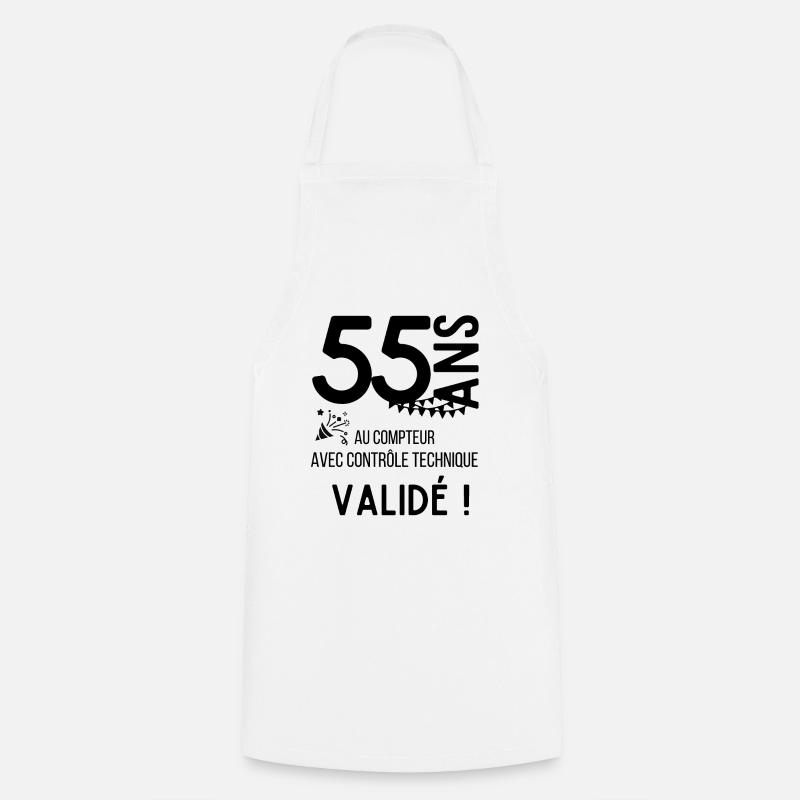 55 ans validé - Tablier de cuisine - blanc