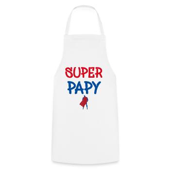Super Papy C'est Mon Papy - Tablier de cuisine - blanc - Devant - AI Model Male 185 dark (185cm)