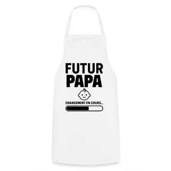 Annonce grossesse Futur papa Bientôt père - Tablier de cuisine - blanc - Devant - AI Model Male 185 dark (185cm)