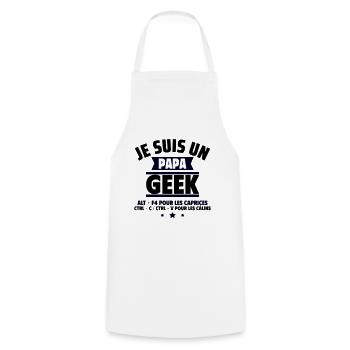 Papa geek : ALT + F4 , cadeau fête des pères - Tablier de cuisine - blanc - Devant - AI Model Male 185 dark (185cm)