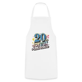 20 ans joyeux anniversaire - Tablier de cuisine - blanc - Devant - AI Model Male 185 dark (185cm)