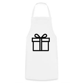 Kleine Geschenkbox - Kochschürze - Weiß - Vorne - AI Model Male 185 dark (185cm)