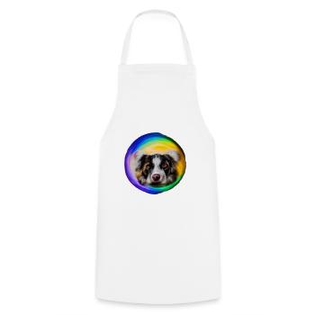 Rainbow Dog Australian Shepherd - Cooking Apron - white - Front - AI Model Male 185 dark (185cm)