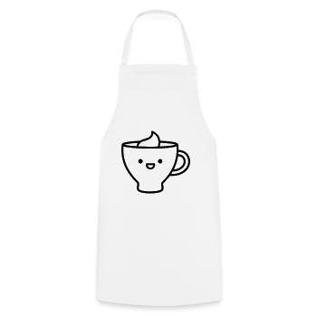 Kaffeebecher - Kochschürze - Weiß - Vorne - AI Model Male 185 dark (185cm)