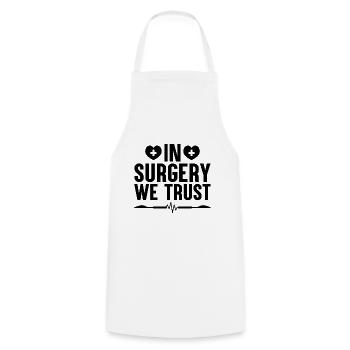 In der Chirurgie vertrauen wir dem Chirurgen Chirurgischen Arzt Surgeo - Kochschürze - Weiß - Vorne - AI Model Male 185 dark (185cm)