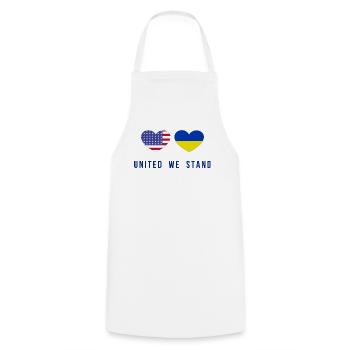 Unis nous sommes aux États-Unis et en Ukraine - Tablier de cuisine - blanc - Devant - AI Model Male 185 dark (185cm)