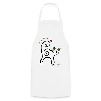 Chat noir stylisé points colorés - Tablier de cuisine - blanc - Devant - AI Model Male 185 dark (185cm)