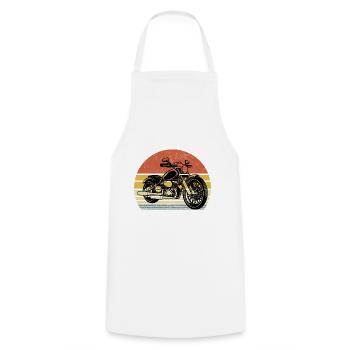 Retro Motorcycle Biker Motorcyclist Motorcycling B - Cooking Apron - white - Front - AI Model Male 185 dark (185cm)