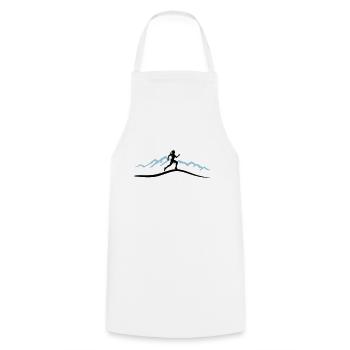 Running Woman, Runner & Mountains - Cooking Apron - white - Front - AI Model Male 185 dark (185cm)