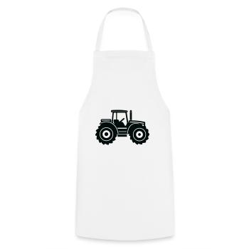 Traktor - Kochschürze - Weiß - Vorne - AI Model Male 185 dark (185cm)