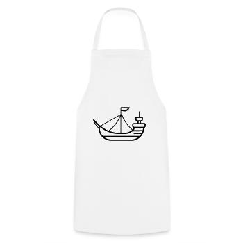 Piratenschiff - Kochschürze - Weiß - Vorne - AI Model Male 185 dark (185cm)