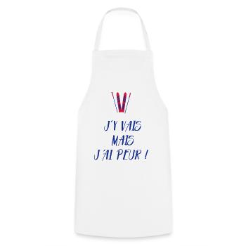J'y vais mais j'ai peur ! Les Bronzés font du ski - Tablier de cuisine - blanc - Devant - AI Model Male 185 dark (185cm)