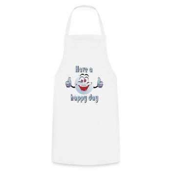 Have a happy day - Smiley - Cooking Apron - white - Front - AI Model Male 185 dark (185cm)