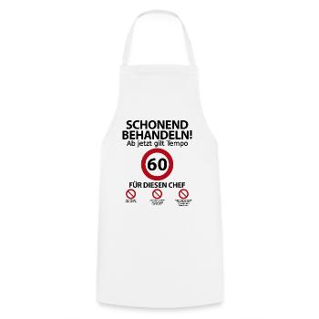 60. Geburtstag Chef Geburtstagsgeschenk mit Spruch - Kochschürze - Weiß - Vorne - AI Model Male 185 dark (185cm)