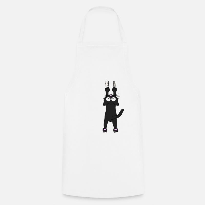 Chat noir - Tablier de cuisine - blanc
