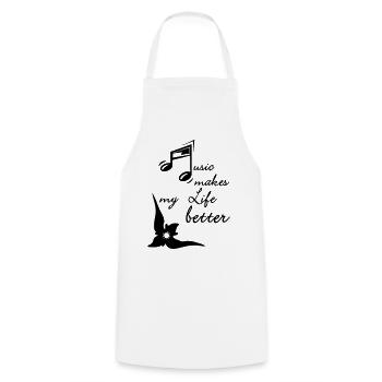 Music makes my Life better Musique cadeau - Tablier de cuisine - blanc - Devant - AI Model Male 185 dark (185cm)