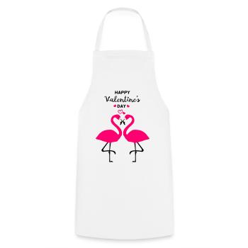 Flamants roses Saint-Valentin - Tablier de cuisine - blanc - Devant - AI Model Male 185 dark (185cm)