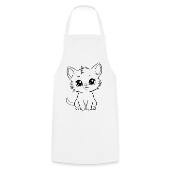 Little Cat Cute Animal Kids Comic Cats Kitten - Cooking Apron - white - Front - AI Model Male 185 dark (185cm)