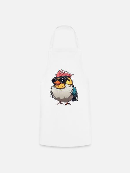 Bunte Techno-Vogel-Illustration - Kochschürze - Weiß
