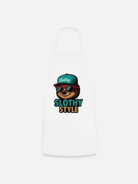 Slothy Style – Sloth Streetwear - Kochschürze - Weiß