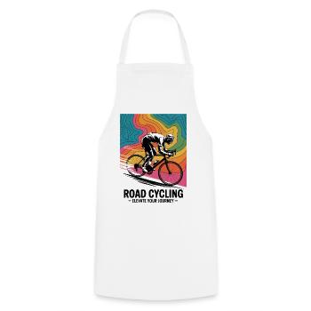 1970s Road Cycling – Retro Map Tee - Cooking Apron - white - Front - AI Model Male 185 dark (185cm)