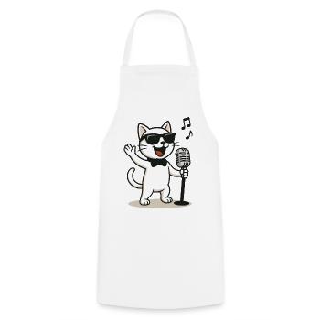 Rock'n'Roll Kitty - Kochschürze - Weiß - Vorne - AI Model Male 185 dark (185cm)