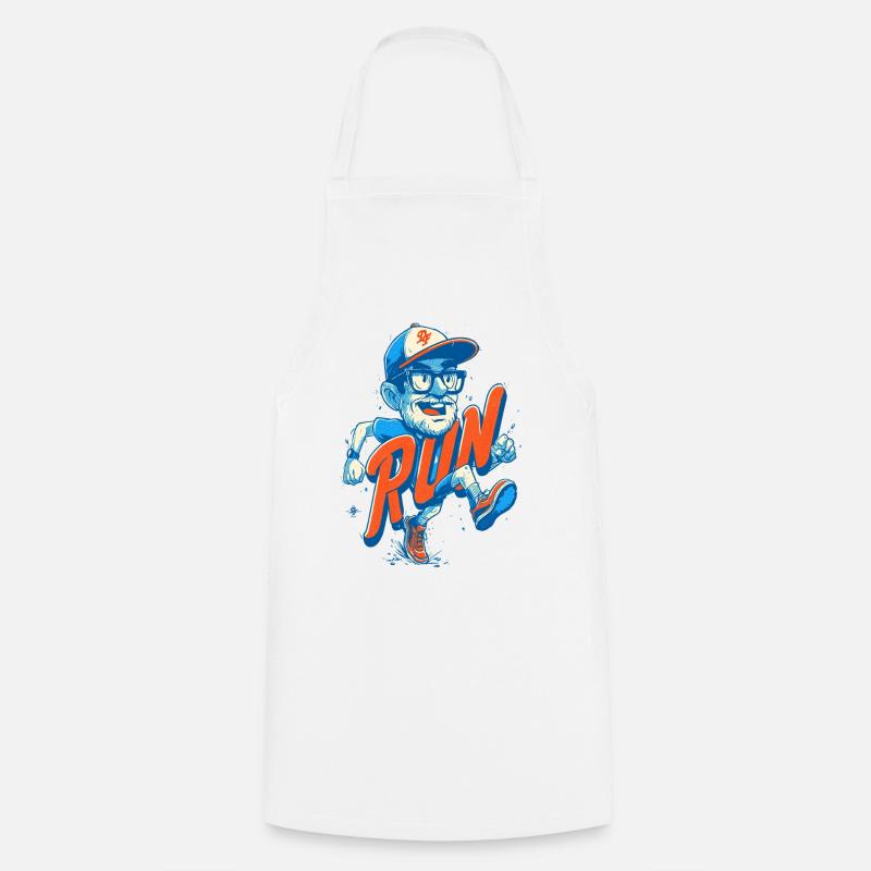 Drôle de coureur avec lettrage RUN - Tablier de cuisine - blanc
