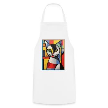 Tête de chat abstraite en blocs de couleur style Pop Art - Tablier de cuisine - blanc - Devant - AI Model Male 185 dark (185cm)