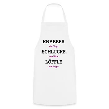 Chips Wein Suppe Typografie - Kochschürze - Weiß - Vorne - AI Model Male 185 dark (185cm)