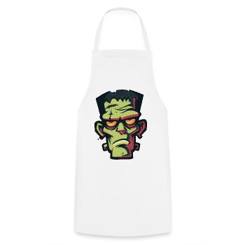 Halloween Zombie Head Drawing - Cooking Apron - white - Front - AI Model Male 185 dark (185cm)