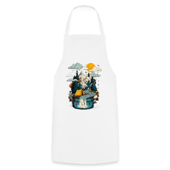 Mountain Lake Path - Camping Backpacker Motif - Cooking Apron - white - Front - AI Model Male 185 dark (185cm)
