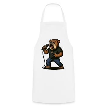 Chanteur de rock bouledogue avec art du microphone - Tablier de cuisine - blanc - Devant - AI Model Male 185 dark (185cm)