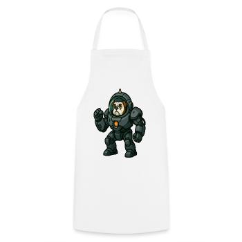 Bulldog Pilot in Heavy Mech Space Armor - Cooking Apron - white - Front - AI Model Male 185 dark (185cm)