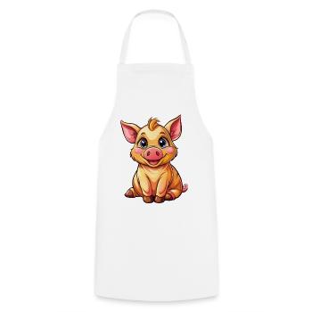 Sitting pig - Cooking Apron - white - Front - AI Model Male 185 dark (185cm)