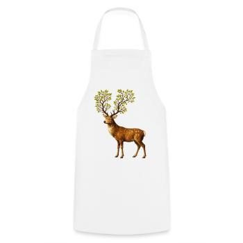 Deer with tree antlers – nature spirit of the forest - Cooking Apron - white - Front - AI Model Male 185 dark (185cm)